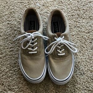 Men’s Sperry Top Sider Boat Shoes Khaki Tan Size 9